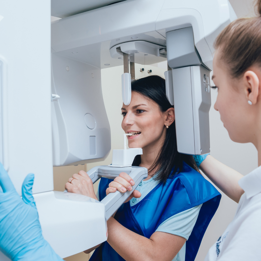 Dental patient having dental x rays taken