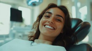 Close-up portrait of smiling, relaxed dental patient